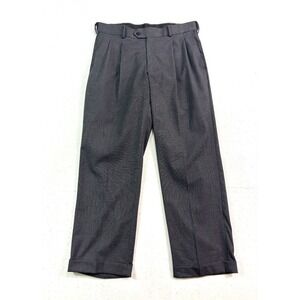 Stafford 34x30 Charcoal Glen Plaid Dress‎ Suit pants Pleated Cuffed Classic Fit